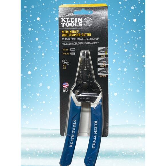 Klein Tools — K11095 Klein-Kurve® Wire Stripper/Cutter (Blue Handles, Made in US - Picture 1 of 6